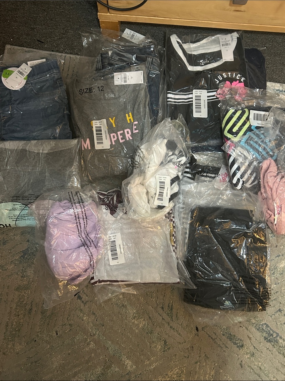 Justice Girls Mixed Clothing Lot - Black, Gray, Pink, Purple, White